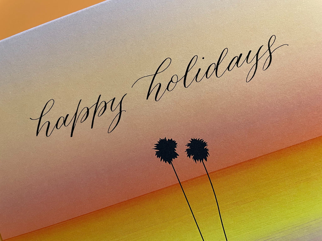 Calligraphy Card | Happy Holidays LA Pink Gradient Calligraphy