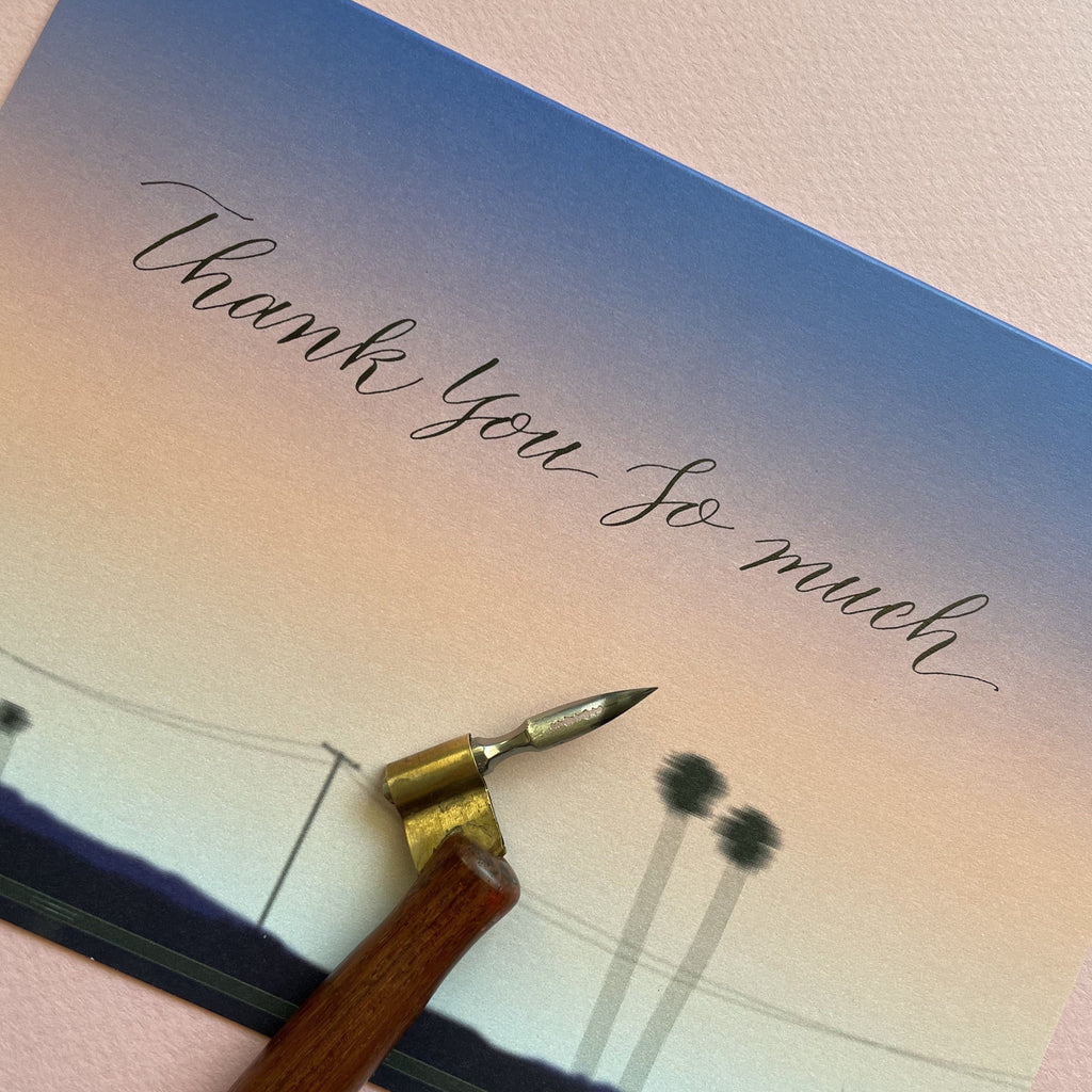 Calligraphy Card | Thank you LA Purple Gradient Calligraphy