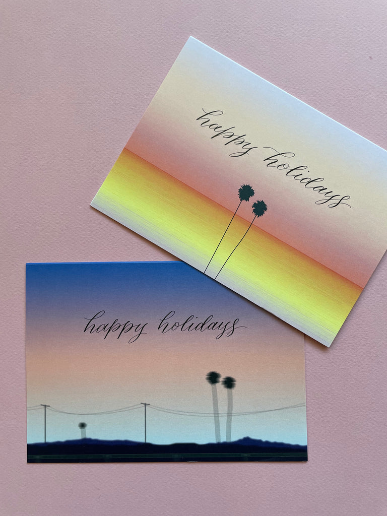 Calligraphy Card | Happy Holidays LA Purple Gradient Calligraphy