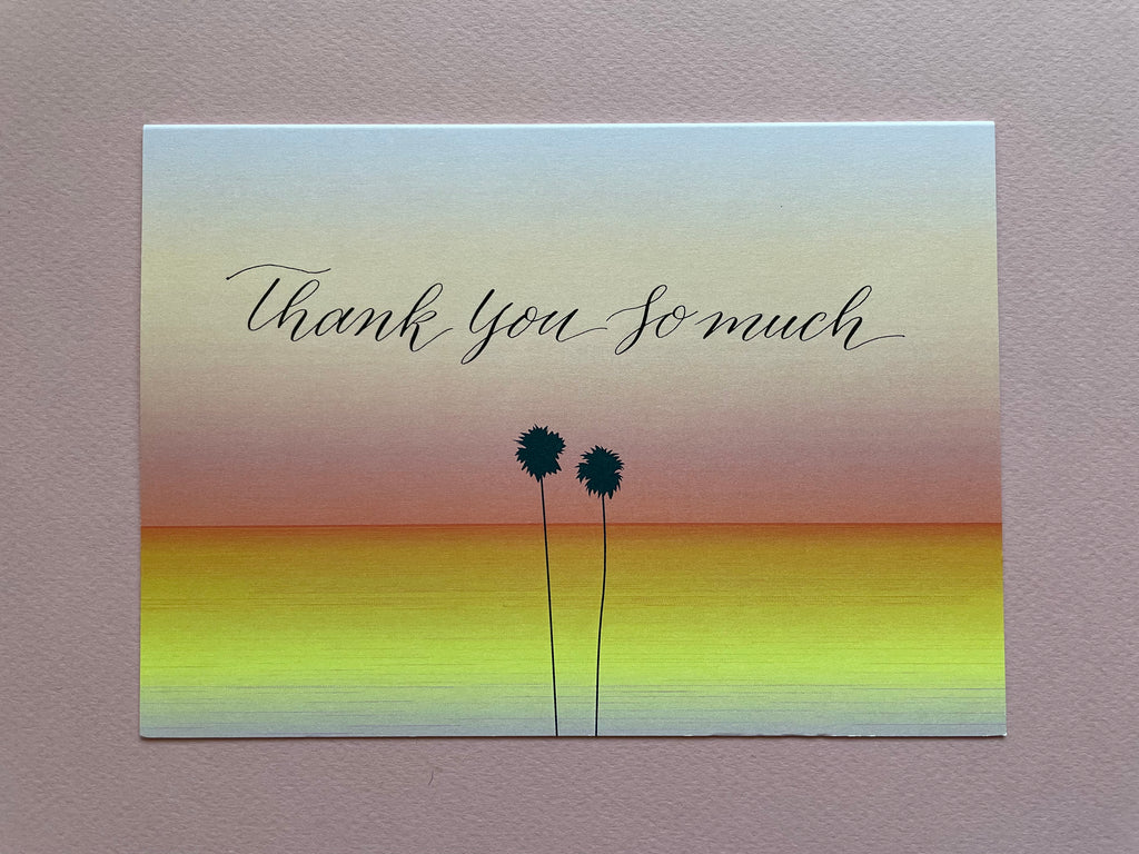 Calligraphy Card | Thank you LA Pink Gradient Calligraphy