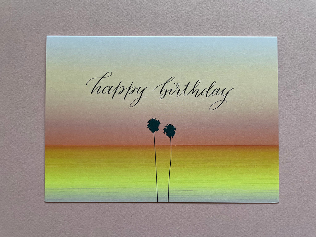 Calligraphy Card | Happy Birthday LA Pink Gradient Calligraphy