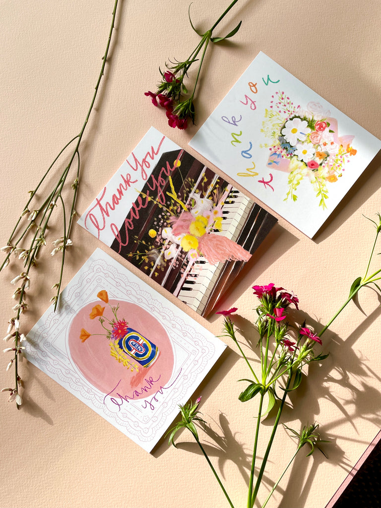 Thank you Card | Flowers and Piano
