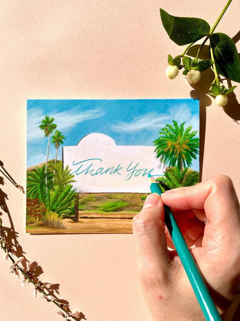 Calligraphy Card | Thank you Palm Trees Billboard