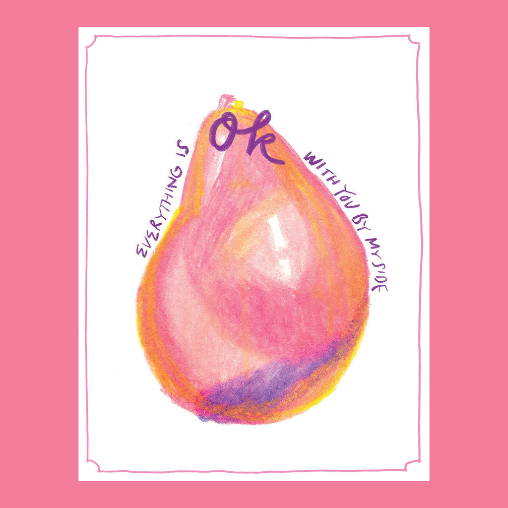 love card with pink balloon with a greeting that says everything is ok with you by my side