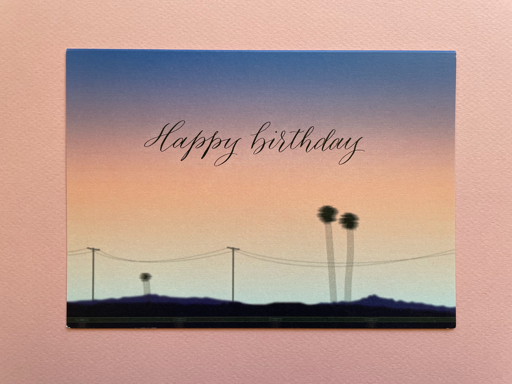 Calligraphy Card | Happy Birthday LA Purple Gradient Calligraphy